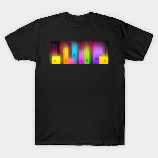 Led City Illuminated in Colors T-Shirt by Lebihanto